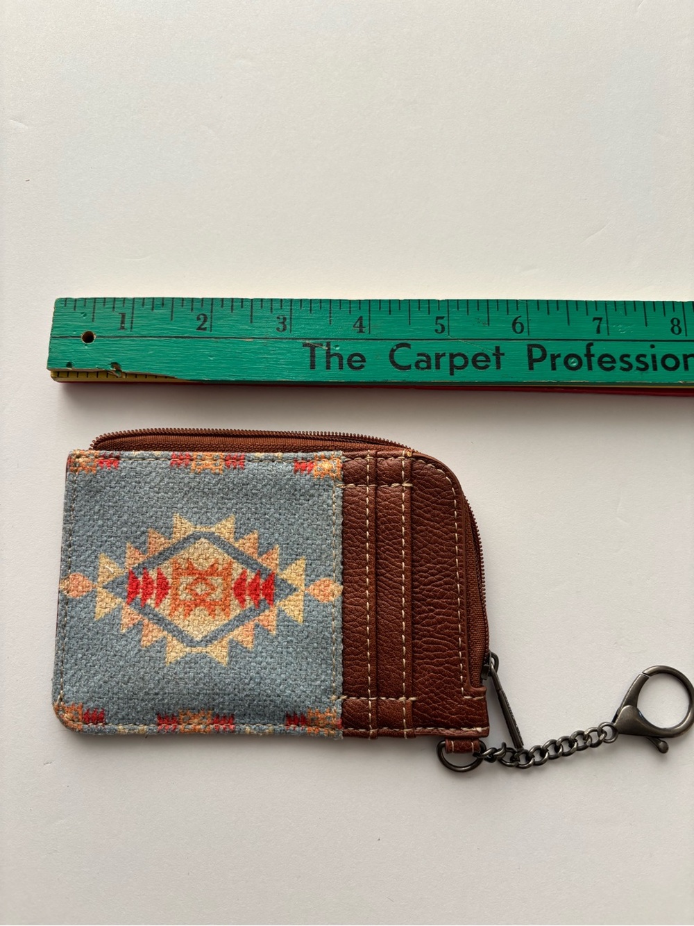 Wrangler Zip Card Wallet with Keychain - Blue & Brown